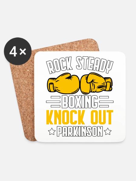 Rock Steady Boxen Knock Out Parkinson - Untersetzer (4er-Set) - Weiß