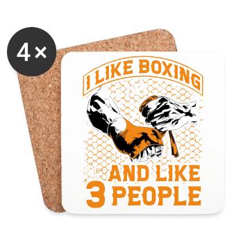 J’aime Boxe et j’aime 3 personnes - Dessous de verre (lot de 4) - blanc - Devant