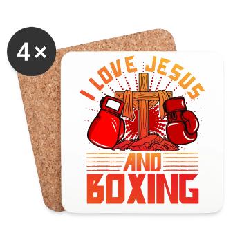 Ich liebe Jesus und Boxen - Untersetzer (4er-Set) - Weiß - Vorne