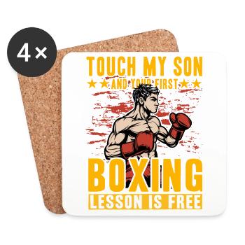 Touch my Son und Ihre erste Boxstunde ist kostenlos - Untersetzer (4er-Set) - Weiß - Vorne