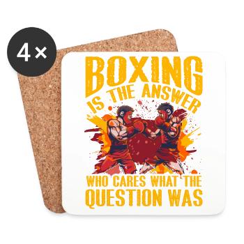 Boxen ist die Antwort, wen interessiert die Frage - Untersetzer (4er-Set) - Weiß - Vorne
