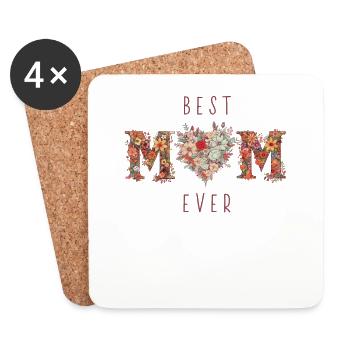 Meilleure maman au monde Super maman pour la fête des mères - Dessous de verre (lot de 4) - blanc - Devant