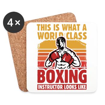 So sieht ein Weltklasse-Boxlehrer aus - Untersetzer (4er-Set) - Weiß - Vorne