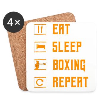 Mangez dormir Boxe Répétez - Dessous de verre (lot de 4) - blanc - Devant