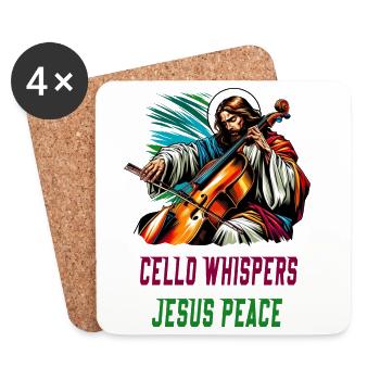 Le violoncelle murmure la paix à Jésus - Dessous de verre (lot de 4) - blanc - Devant