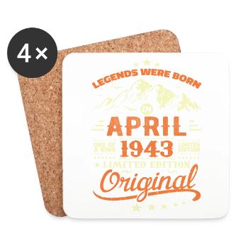 April 1943 Cadeau Anniversaire 1943 Légendes April - Dessous de verre (lot de 4) - blanc - Devant