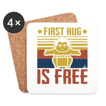 First Hug est gratuit - Dessous de verre (lot de 4) - blanc - Devant