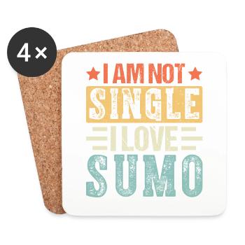 Je ne suis pas célibataire, j’aime le sumo - Dessous de verre (lot de 4) - blanc - Devant