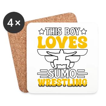 Ce garçon aime la lutte de sumo - Dessous de verre (lot de 4) - blanc - Devant