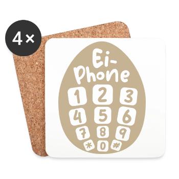 egg phone funny sayings easter symbol comic icon - Coasters (set of 4) - white - Front