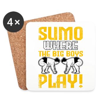 Sumo, wo die großen Jungs spielen! - Untersetzer (4er-Set) - Weiß - Vorne