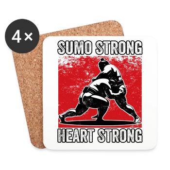 Sumo fort cœur fort - Dessous de verre (lot de 4) - blanc - Devant