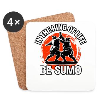 Dans l’anneau de la vie, soyez Sumo - Dessous de verre (lot de 4) - blanc - Devant