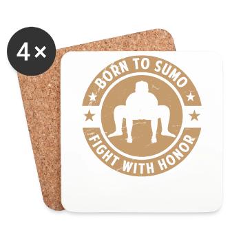 Né pour le sumo et se battre avec honneur - Dessous de verre (lot de 4) - blanc - Devant