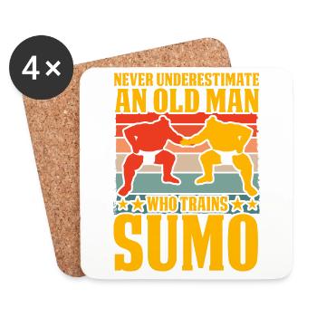 Ne sous-estimez jamais un vieil homme qui s’entraîne au sumo - Dessous de verre (lot de 4) - blanc - Devant