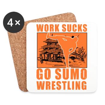 Le travail craint Go Sumo Wrestling - Dessous de verre (lot de 4) - blanc - Devant