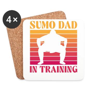 Papa sumo en formation - Dessous de verre (lot de 4) - blanc - Devant