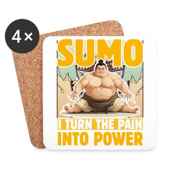 Sumo Ich verwandle den Schmerz in Kraft - Untersetzer (4er-Set) - Weiß - Vorne