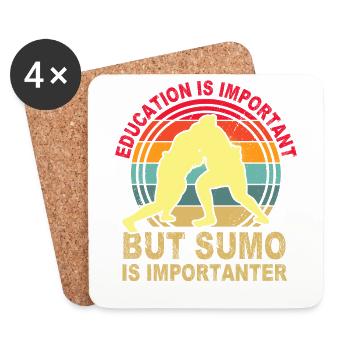 L’éducation est importante, mais le sumo est plus important - Dessous de verre (lot de 4) - blanc - Devant