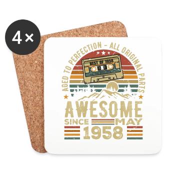 Mai 1958 Anniversaire Mai 1958 Cadeau 1958 Retro - Dessous de verre (lot de 4) - blanc - Devant