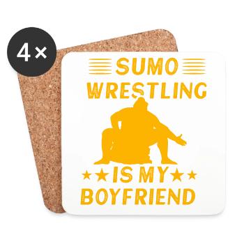 Sumo Wrestling est mon petit ami - Dessous de verre (lot de 4) - blanc - Devant