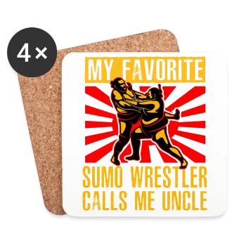 Mon lutteur de sumo préféré m’appelle oncle - Dessous de verre (lot de 4) - blanc - Devant