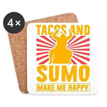 Tacos und Sumo machen mich glücklich - Untersetzer (4er-Set) - Weiß - Vorne