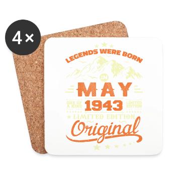 Mai 1943 Vintage Nées En Mai 1943 Anniversaire Mai - Dessous de verre (lot de 4) - blanc - Devant