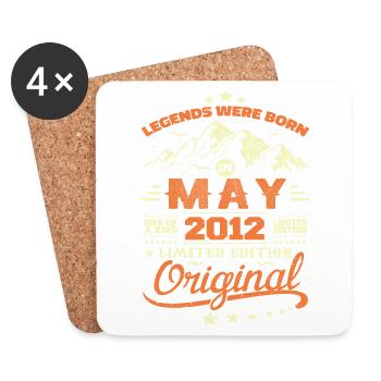 Mai 2012 Vintage Nées En Mai 2012 Anniversaire Mai - Dessous de verre (lot de 4) - blanc - Devant