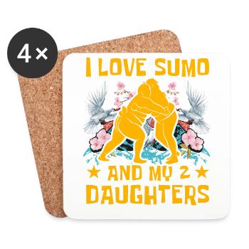 Ich liebe Sumo und meine 2 Töchter - Untersetzer (4er-Set) - Weiß - Vorne