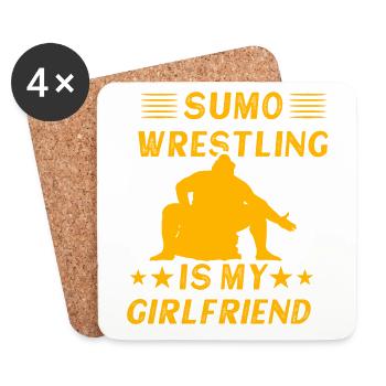 La lutte de sumo est ma petite amie - Dessous de verre (lot de 4) - blanc - Devant