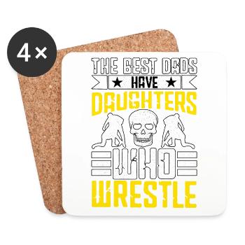 Les meilleurs papas ont des filles qui luttent - Dessous de verre (lot de 4) - blanc - Devant