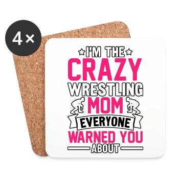 Ich bin die verrückte Wrestling-Mama, vor der dich alle gewarnt haben - Untersetzer (4er-Set) - Weiß - Vorne