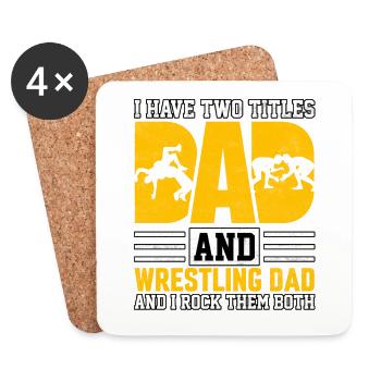 J’ai deux titres : papa et papa catcheur - Dessous de verre (lot de 4) - blanc - Devant