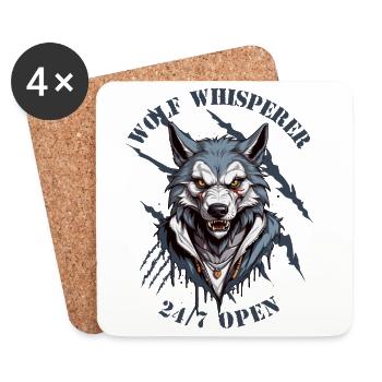 Wolf Whisperer Open 24/7 - Coasters (set of 4) - white - Front