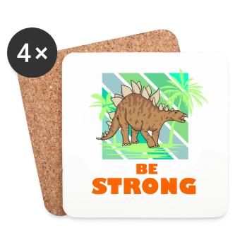 Être fort Dino Stegosaurus Guys Cool Dinosaure - Dessous de verre (lot de 4) - blanc - Devant