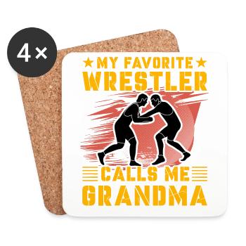 Mon lutteur préféré m’appelle grand-mère - Dessous de verre (lot de 4) - blanc - Devant