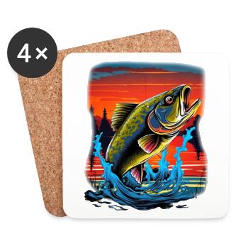 Bass Fish - Coasters (set of 4) - white - Front