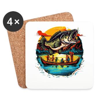 Bass Fish - Coasters (set of 4) - white - Front
