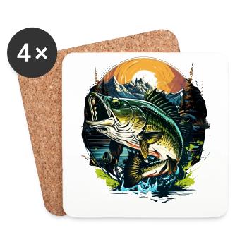 Bass Fish - Coasters (set of 4) - white - Front