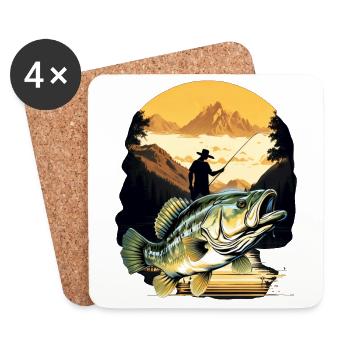 Bass Fish - Coasters (set of 4) - white - Front