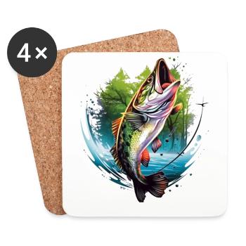 Barsch-Fisch - Untersetzer (4er-Set) - Weiß - Vorne