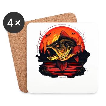 Bass Fish - Coasters (set of 4) - white - Front