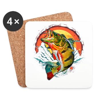 Bass Fish - Coasters (set of 4) - white - Front