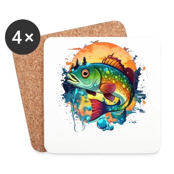 Bass Fish - Coasters (set of 4) - white - Front