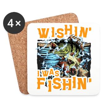 J’aurais aimé être Fishin - Dessous de verre (lot de 4) - blanc - Devant