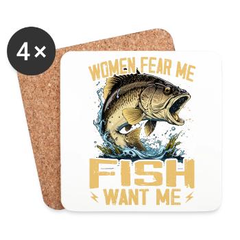 Women Fear Me Fish Want Me Funny Fishing - Coasters (set of 4) - white - Front