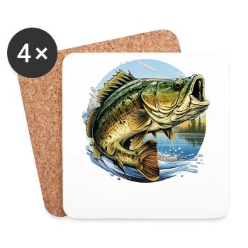 Barsch-Fisch - Untersetzer (4er-Set) - Weiß - Vorne