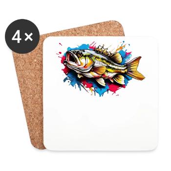 Barsch-Fisch - Untersetzer (4er-Set) - Weiß - Vorne