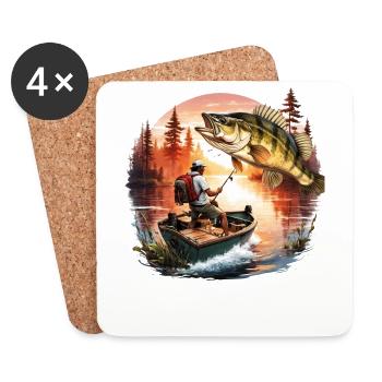 Barsch-Fisch - Untersetzer (4er-Set) - Weiß - Vorne